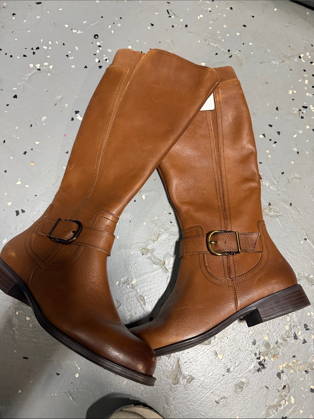 Naturalizer Tall Tan Leather Over-the-Knee Boots with Buckle